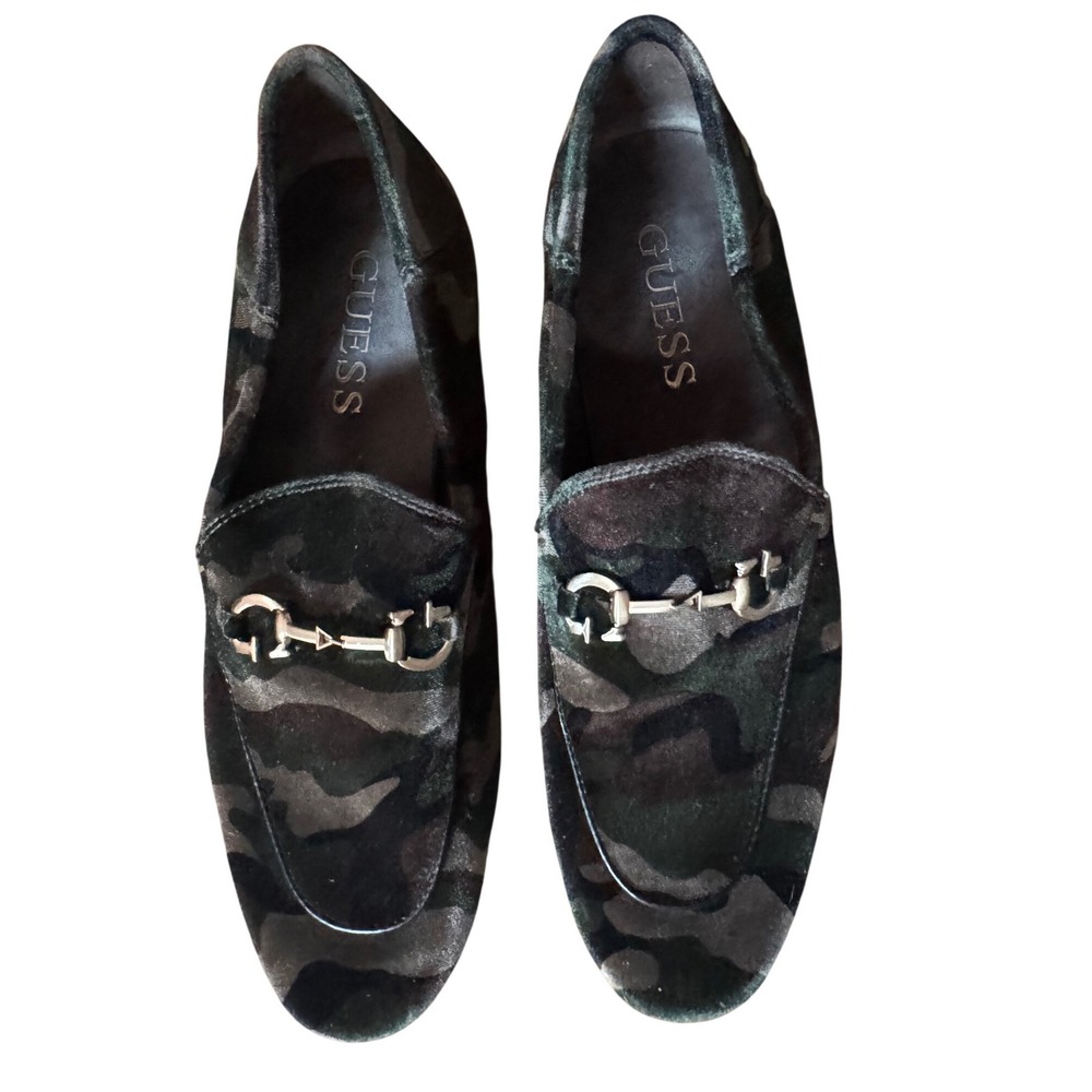 Guess Men Edwin‎ Bit Loafers Flat Mocassins Velvet Camo Camouflage  Size  8